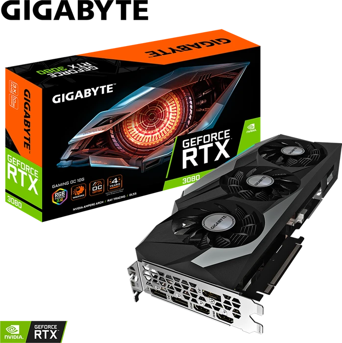 GIGABYTE GeForce RTX 3080 Gaming OC 10G (Rev. 2.0) (LHR), 10GB GDDR6X, 2x HDMI, 3x DP