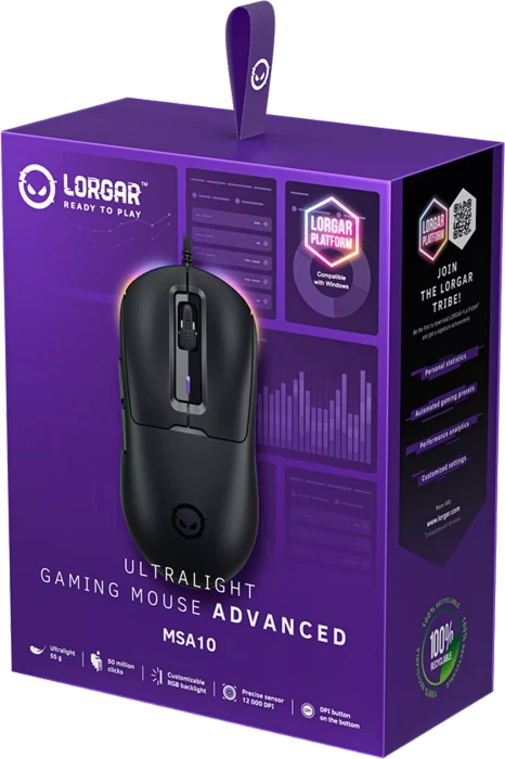 Lorgar MSA10 Ultralight Gaming Mouse Advanced schwarz, USB
