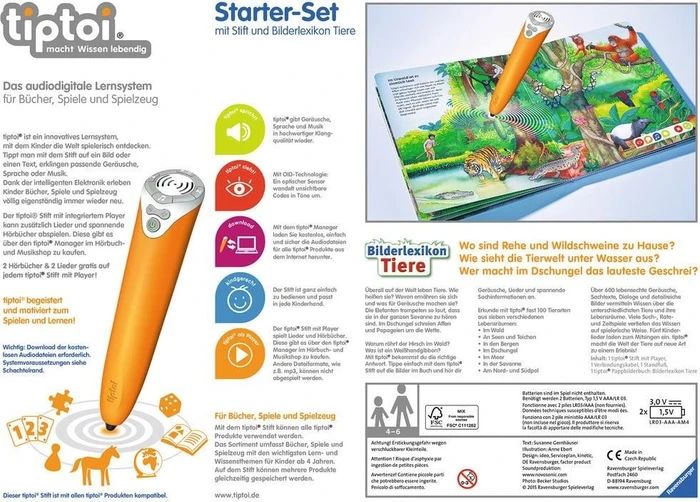 Ravensburger tiptoi Starter-Set: Stift mit Player und Buch Bilderlexikon Tiere