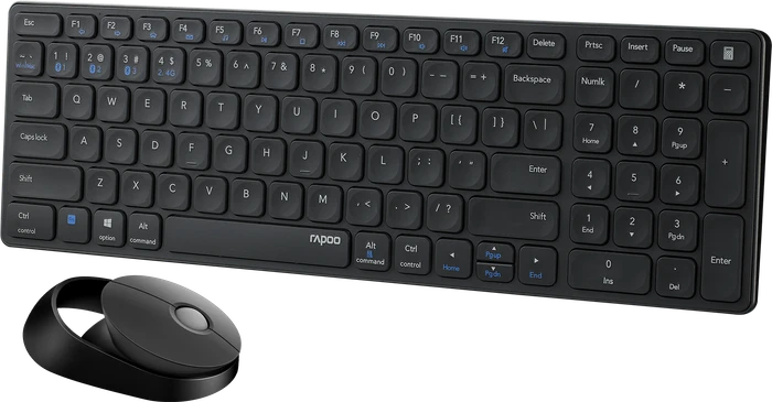 Rapoo 9750M Multi-mode Wireless Ultra-slim Advanced Desktop Set dunkelgrau, USB/Bluetooth, DE (00215379) – Bild 5 von 5
