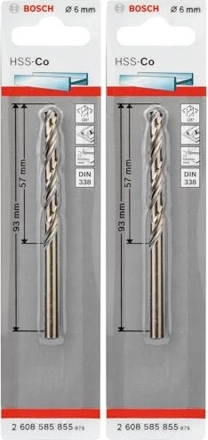 Bosch Professional HSS-Co Spiralbohrer, 6x57x93mm, 1 Stück