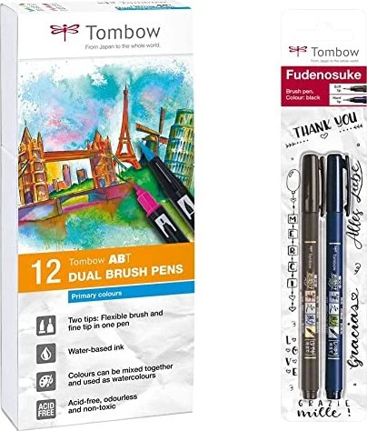 Tombow ABT Dual Brush Pen Primärfarben sortiert, 12er-Set