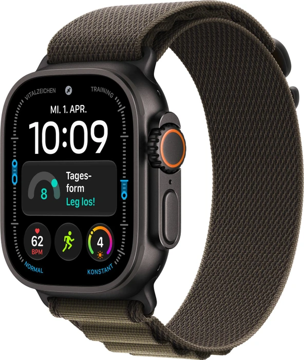 Apple Alpine Loop Medium für Apple Watch Ultra (49mm) dunkeloliv/titan schwarz