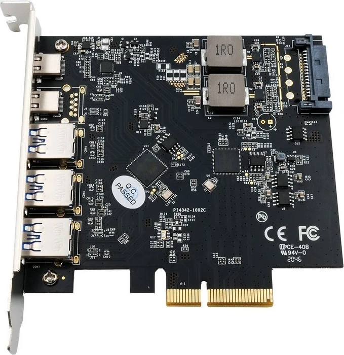 Exsys 5 Port USB 3.2 Gen 2x1 PCIe-Karte, 2x USB-C 3.1/3x USB-A 3.1, PCIe 3.0 x4