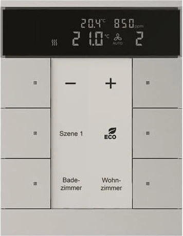 Busch-Jaeger Raumtemperaturregler mit CO2/Feuchte-Sensor 6-fach alusilber