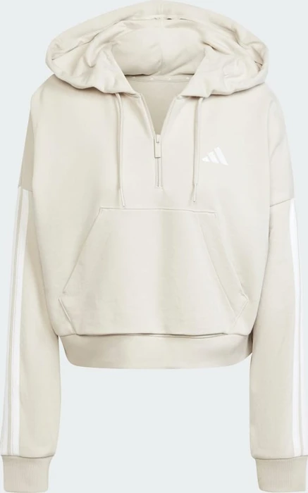 adidas Essentials 3-Streifen French Terry Quarter-Zip Hoodie beige/weiß (Damen)