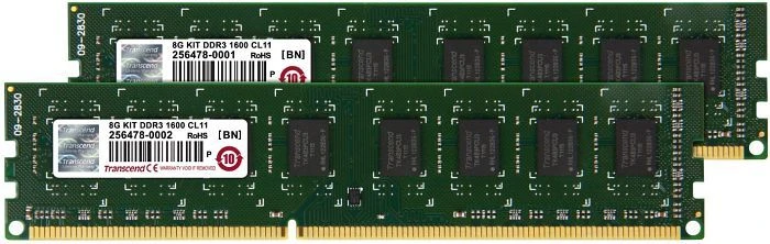 Transcend JetRam UDIMM 8GB Kit, DDR3-1333, CL9-9-9-24, 2RX8