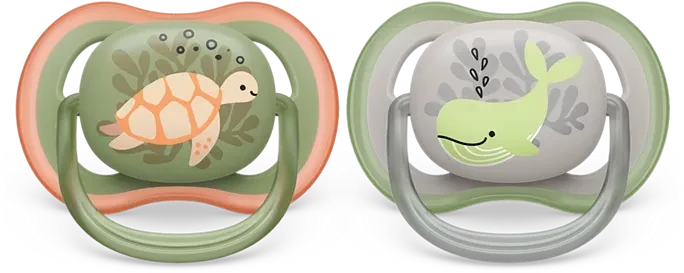 Philips Avent SCF085/60 Ultra Air Beruhigungsschnuller, 6-18M, Silikon, schildkröte/wal, 2 Stück
