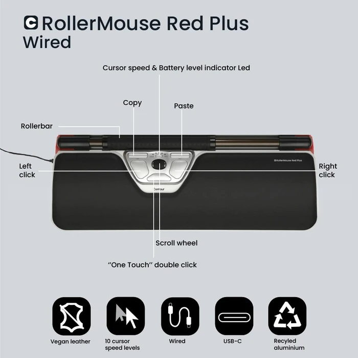 Contour Design RollerMouse Red Plus Wired, USB-C (CDRMRED20210) – Bild 4 von 5