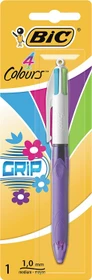 BIC 4 Colours Grip Fun 0.4mm Kugelschreiber (Mine) blau/weiß, Blister