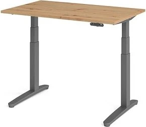 Hammerbacher Ergonomic Aktiv XBHM12 elektrisch höhenverstellbarer Sitz-Steh-Schreibtisch 120x80cm Asteiche/graphit