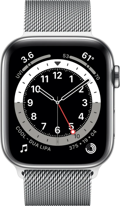Apple Watch Series 6 (GPS + Cellular) 44mm Edelstahl silber mit Milanaise-Armband silber
