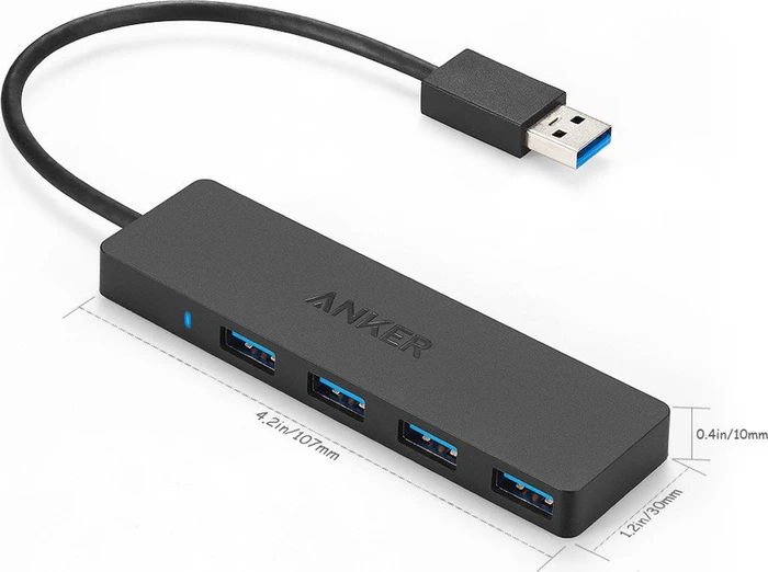 Anker Ultra Slim USB-Hub, 4x USB-A 3.0, USB-A 3.0 [Stecker]