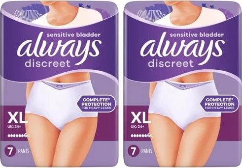 Always Discreet Inkontinenz Höschen Schutzhose Größe XL, 7 Stück