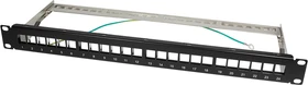 LogiLink Patchpanel für RJ-45 Keystone Module 19" , geschirmt, 24-Port, 1HE, 19", 1HE, schwarz