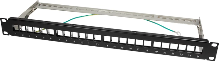 LogiLink Patchpanel für RJ-45 Keystone Module 19" , geschirmt, 24-Port, 1HE, 19", 1HE, schwarz