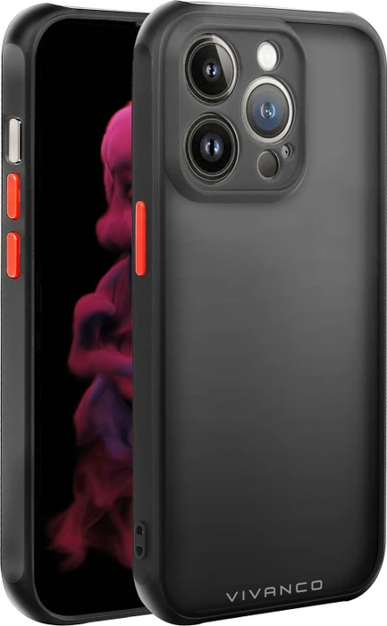Vivanco Frosted Cover für Apple iPhone 14 Pro transparent/schwarz