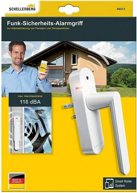 Schellenberg Funk-Sicherheits-Alarmgriff weiß, Schließ-/Öffnungssensor