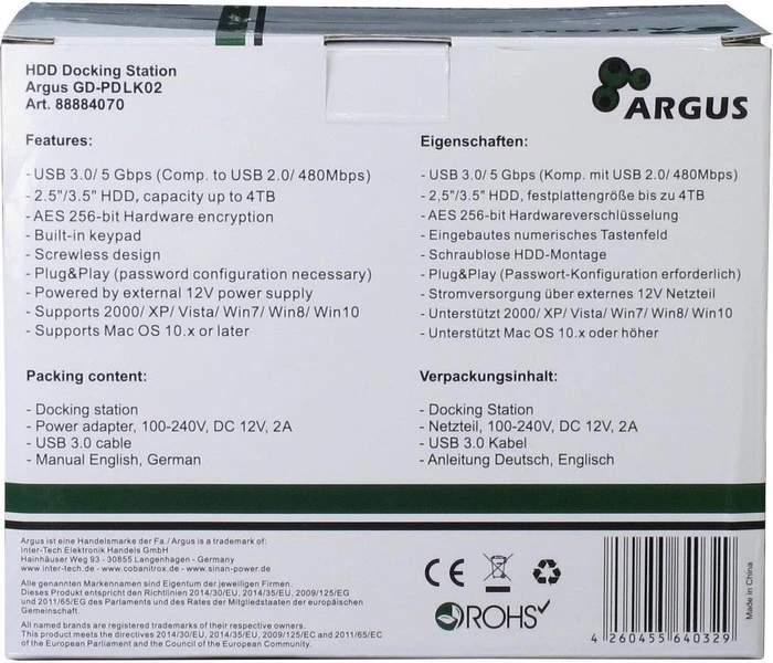 Inter-Tech Dockingstation Argus GD-PDLK02, USB-B 3.0