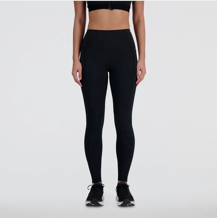New Balance Sleek Pocket High Rise 27" Legging Hose lang schwarz (Damen)