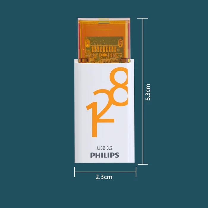 Philips Flash Drive Click Edition 128GB weiß/orange, USB-C, USB 3.2 Gen 1×1