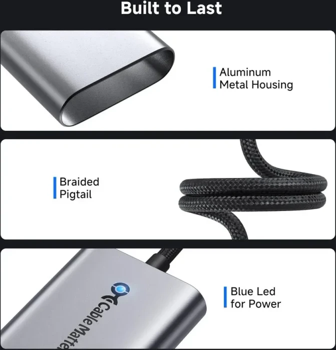 Cable Matters 5G LAN-Adapter mit 140W Power Delivery, RJ-45, USB-C 3.1 [Stecker]