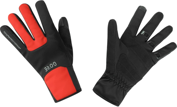 Gore Wear M Gore Windstopper Thermo Fahrradhandschuhe schwarz/rot
