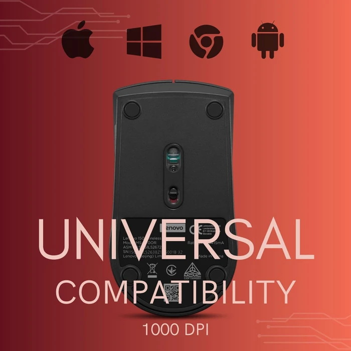 Lenovo 150 Wireless Mouse, schwarz, USB