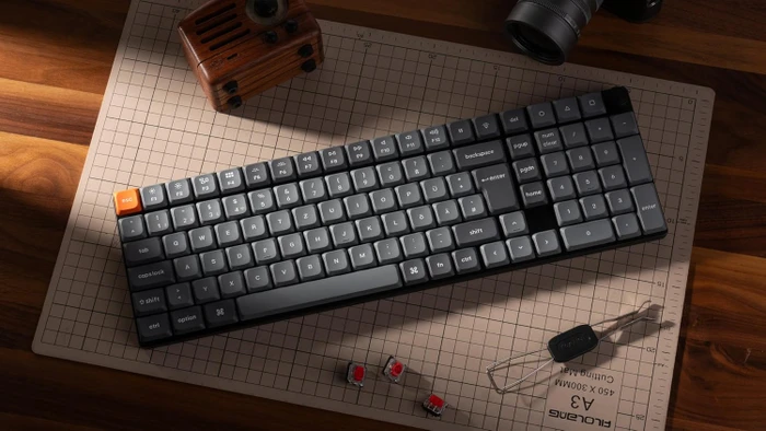 Keychron K17 Max, grau, LEDs weiß, Gateron LOW PROFILE 2.0 RED, USB/Bluetooth, UK