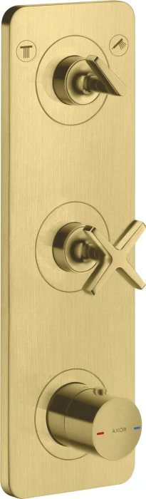 Hansgrohe Axor Citterio E Thermostatmodul 380/120 Kontrollfeld mit Platte für 2 Verbraucher brushed brass