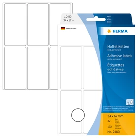 Herma Vielzwecketiketten, 34x67mm, weiß, 32 Blatt (192 Etiketten)