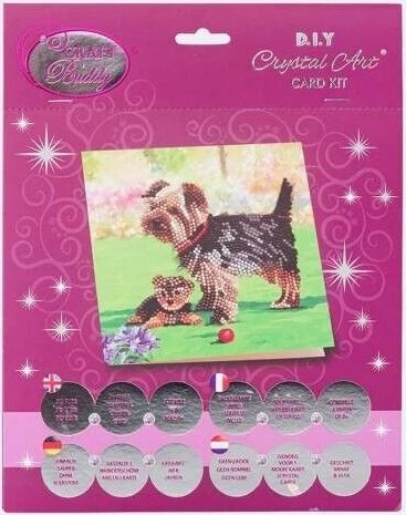 Craft Buddy Crystal Art Card Kit Yorkshire Terrier Dogs