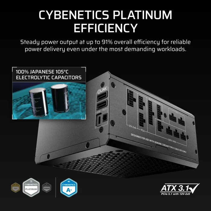Corsair HXi SHIFT Series HX1000i SHIFT 1000W, ATX 3.1