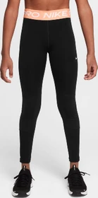 Nike Pro Dri-FIT Hose lang black/apricot agate/white (Junior)