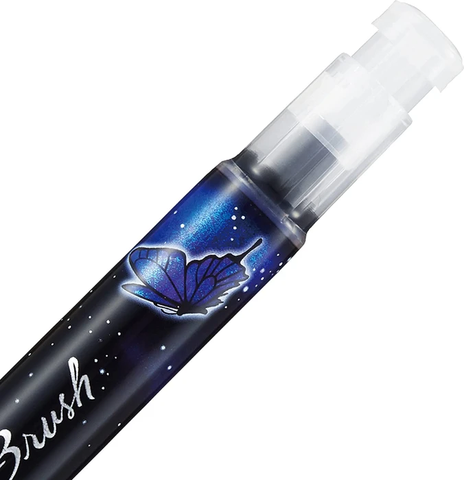 Pentel Dual Metallic Brush XGFH-D Glitzertinte Pinselstift violett metallic/blau metallic, Blister (XGFH-DVX) – Bild 4 von 7