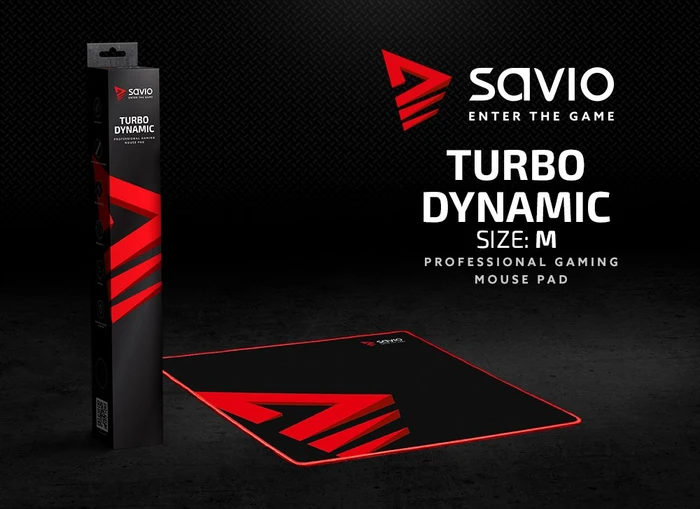 Savio Turbo Dynamic M Gaming Mauspad, schwarz/rot