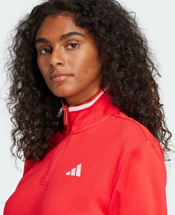 adidas Essentials Color Pop French Terry Crop Quarter-Zip Originals Sweatshirt pure ruby (Damen)