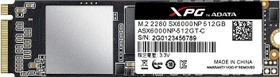 ADATA XPG SX6000 512GB, M.2 2280 / M-Key / PCIe 3.0 x2, Kühlkörper