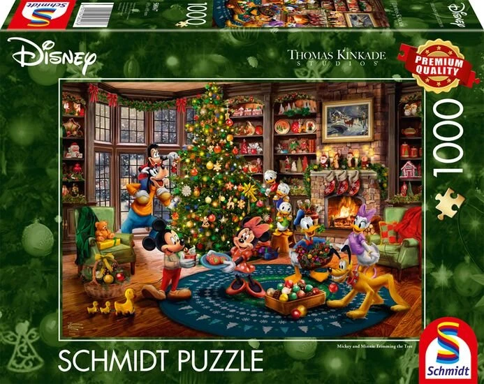 Schmidt Spiele Thomas Kinkade Disney Mickey and Minnie Trimming the Tree