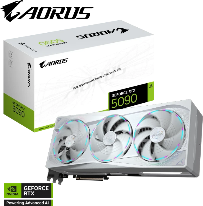 GIGABYTE AORUS GeForce RTX 5090 Stealth ICE 32G, 32GB GDDR7, HDMI, 3x DP