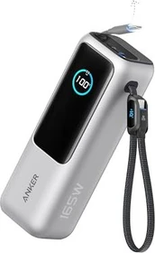 Anker Powerbank (25K, 165W, Integriertes + einziehbares Kabel) silber
