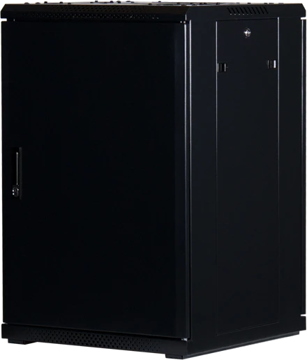 Rockstable 19" Serverschrank 18HE, Sicherheitsglastür, IP2X, schwarz, 600mm tief