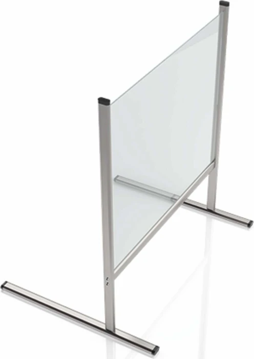 Magnetoplan Hygieneschutz Thekenaufsatz Hygienewand mit Aluminiumgestell, transparent/silber, 76x65cm