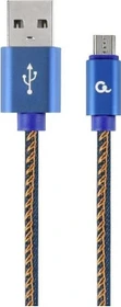 Gembird Premium Jeans Micro-USB Cable with Metal Connectors 1.0m schwarz/weiß