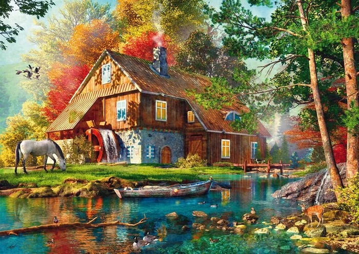 Schmidt Spiele Wassermühle im Herbst