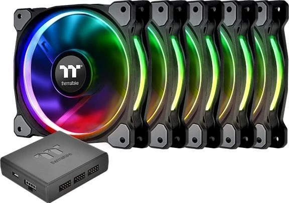 Thermaltake Riing Plus 12 LED RGB TT Premium Edition, LED-Steuerung, Lüftersteuerung, 120mm, 5er-Pack