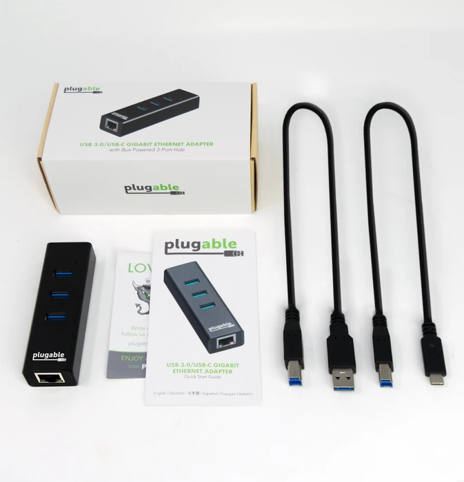 plugable Bus Powered Hub, RJ-45, USB-B 3.0 [Buchse]
