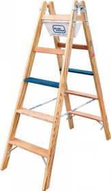 Iller Leiter Ergo Plus Professional Holz-Sprosse 2-tlg. Stehleiter, 2x 7 Stufen