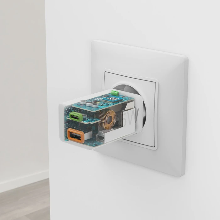 Hama GaN Schnellladegerät, USB-C/USB-A, 1x USB-C + 1x USB-A, 45W, weiß