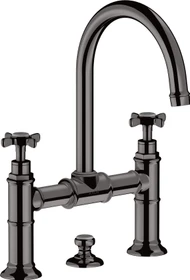 Hansgrohe Axor Montreux 2-Griff Waschbeckenarmatur 220 mit Kreuzgriffen und Ablauffernbedienung polished black chrome